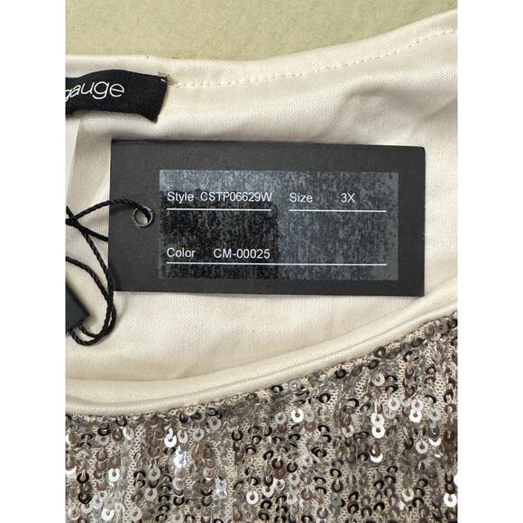 Cable & Gauge Sequin Special Occasion Blouse Top Shirt Sz 3X plus Christmas NYE - Picture 9 of 11